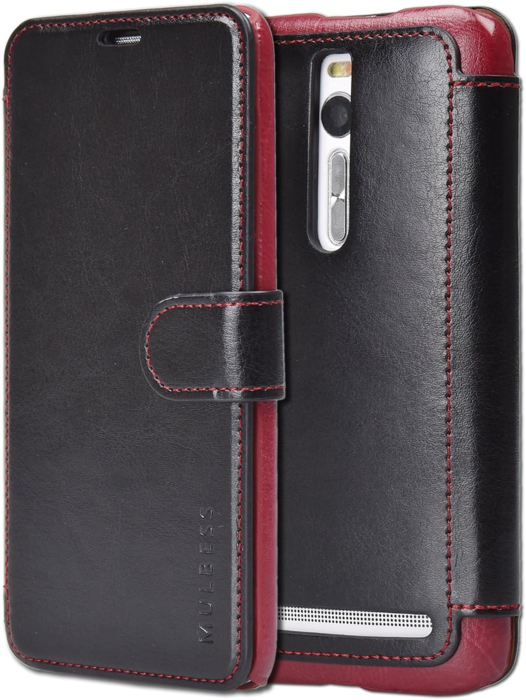 Mulbess Slim Leather Flip Wallet Case with Card Slots for Asus ZenFone 2 – Black