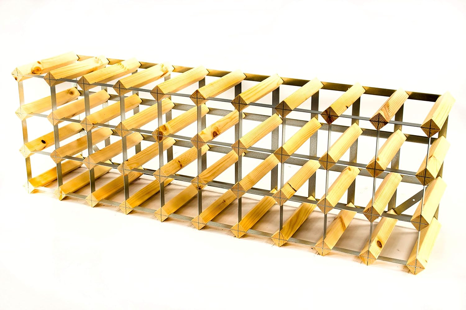 Classic 30/40 bottle cupboard top pine wood and galvanised metal wine rack ready assembled, 32.9 x 100.6 x 23 cm - Image 3