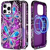 Casetego for iPhone 15 Pro Max Case,Compatible with MagSafe,[Military Grade Drop Test] Full Body Protection Slim Shockproof Rugged Marble Women Girls Case for iPhone 15 Pro Max 6.7 inch,All Purple