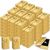 Tioncy 72 Pcs Jewelry Gift Boxes Empty Jewelry Boxes Cardboard Ring Boxes Paper Bangle Box Bracelet Boxes with Lid Ribbon Bowknot Bulk for Wedding Birthday Necklace Packaging, 2 x 3.1 x 1.1'' (Gold)