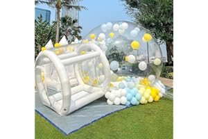ZAFIED Inflatable Bubble House for Kids, 10Ft Clear Blow Up Balloon Dome with 6'L Tunnel, Outdoor Transparent Commercial Grade PVC Bubble Tent with 750W Air Blower & 600W Air Pump for Party, Yard