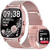 Smart Watch for Women, Answer/Make Call,1.85'' Ultra-Clear Screen Fitness Tracker with Heart Rate/Sleep/SpO2 Monitor,Smartwatch for iPhone/Samsung/Android,120+ Sport Modes,IP68 Waterproof with 2 Bands