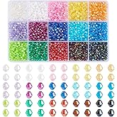 Cheriswelry 2250Pcs 4mm Crystal Beads Bicone Bracelet Beads Faceted Acrylic Beads 15 Colors Rainbow Loose Spacer Beads for Necklace Earring Lanyard Jewelry Making
