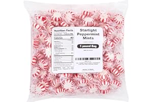 LAETAFOOD Starlight Peppermint Mints | 1 Pound Bag - Approx. 75 Count | Old Fashioned Hard Candy | Individually Wrapped Christmas Candy for Office Bowls & Holiday Buffets
