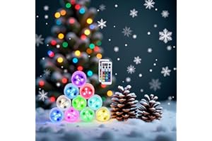 Mata Leon Christmas Lights Battery Operated LED Color Changing Pumpkin Light Candle Light with Remote for Party Event Pool Pond Fountains Wedding Christmas Vases Decor(10pcs)