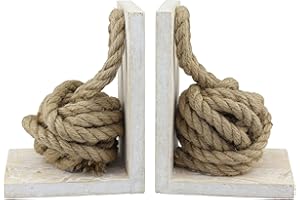 Stonebriar SB-6066S2 Beach House White Wood Bookends,Pack of 2