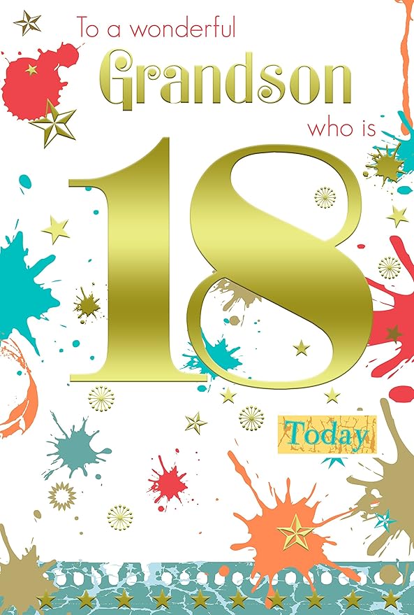 Special Days Grandson 18th 18 Number & Word Design Happy Birthday Card
