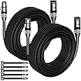 2 Pack DMX to DMX Stage Lighting Cable 10 FT, 110 Ohms Impedance DMX Male to Female (XLR Compatible) Cable, 3 Pin Shielded Signal Wire, for DJ LED Moving Head Par Light Mic Mixer Recording Studio