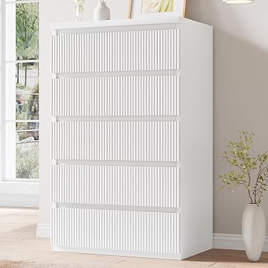 white christmas dresses VECELO Dresser for Bedroom with 5 Fabric Drawers, Storage Organizer Un main image 0
