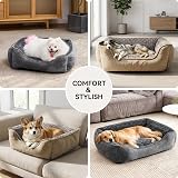 JOEJOY Dog Bed Medium Washable Calming Rectangle Plush Beige view 4