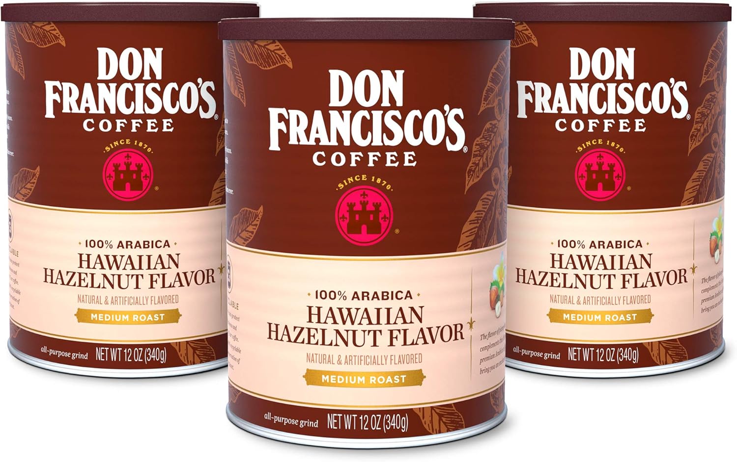 Don Francisco's, Hawaiian Hazelnut Ground Coffee, 12oz Canister (Pack