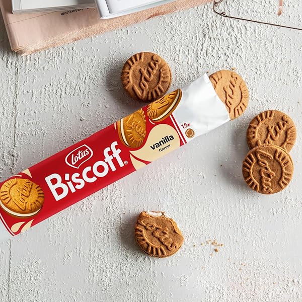 LOTUS VANILLA FLAVOR BISCOFF SANDWICH COOKIES, 5.29 OUNCES (PACK OF 9)