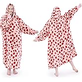 NORD ECO Wearable Blanket Hoodie, Oversized Sherpa Fleece Hooded Sweatshirt Blanket with Sleeves,Cozy and Giant Hoodie Blankets Extra Long for Adults Women Winter Gift (Strawberry)