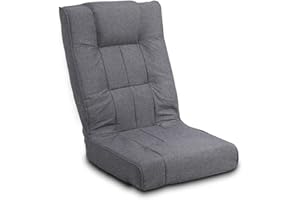 FLOGUOR Japanese Floor Chair with Back Support for Adults 6-Position Adjustable Indoor Chaise Lounge Folding Sleeper Bed Couch Recliner Perfect for Living Room, Bedroom QL6067GR