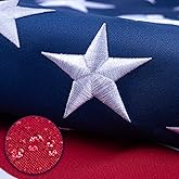 American Flag 3x5 ft for Outside, TearProof Series Spun Polyester US Flags Ultra Durable with Embroidered Stars, Sewn Stripes, Brass Grommets, Indoor/Outdoor All Weather Use