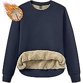TACVASEN Women's Crewneck Sweatshirt Fleece Lined Sherpa Pullover Winter Shirt Warm Sweaters Long Sleeve Tops