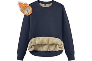 TACVASEN Women's Crewneck Sweatshirt Fleece Lined Sherpa Pullover Winter Shirt Warm Sweaters Long Sleeve Tops