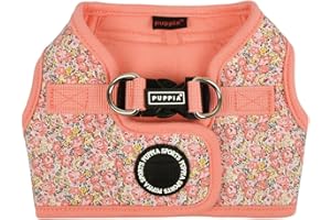 Puppia Kealoha Dog Vest Harness B (Step-in) Fashionable Flower Pattern Spring Summer Harness for Small and Medium Dogs, Pink,