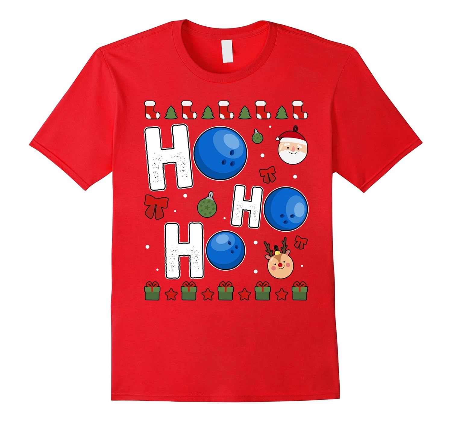 Funny Ho Ho Ho Bowling Christmas T-shirt-ANZ