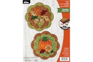 Bucilla, Felt Applique 2 Piece Wall Hanging Kit, Pumpkin Patch Pair, Perfect for Holiday DIY Arts and Crafts Projects, 89712E
