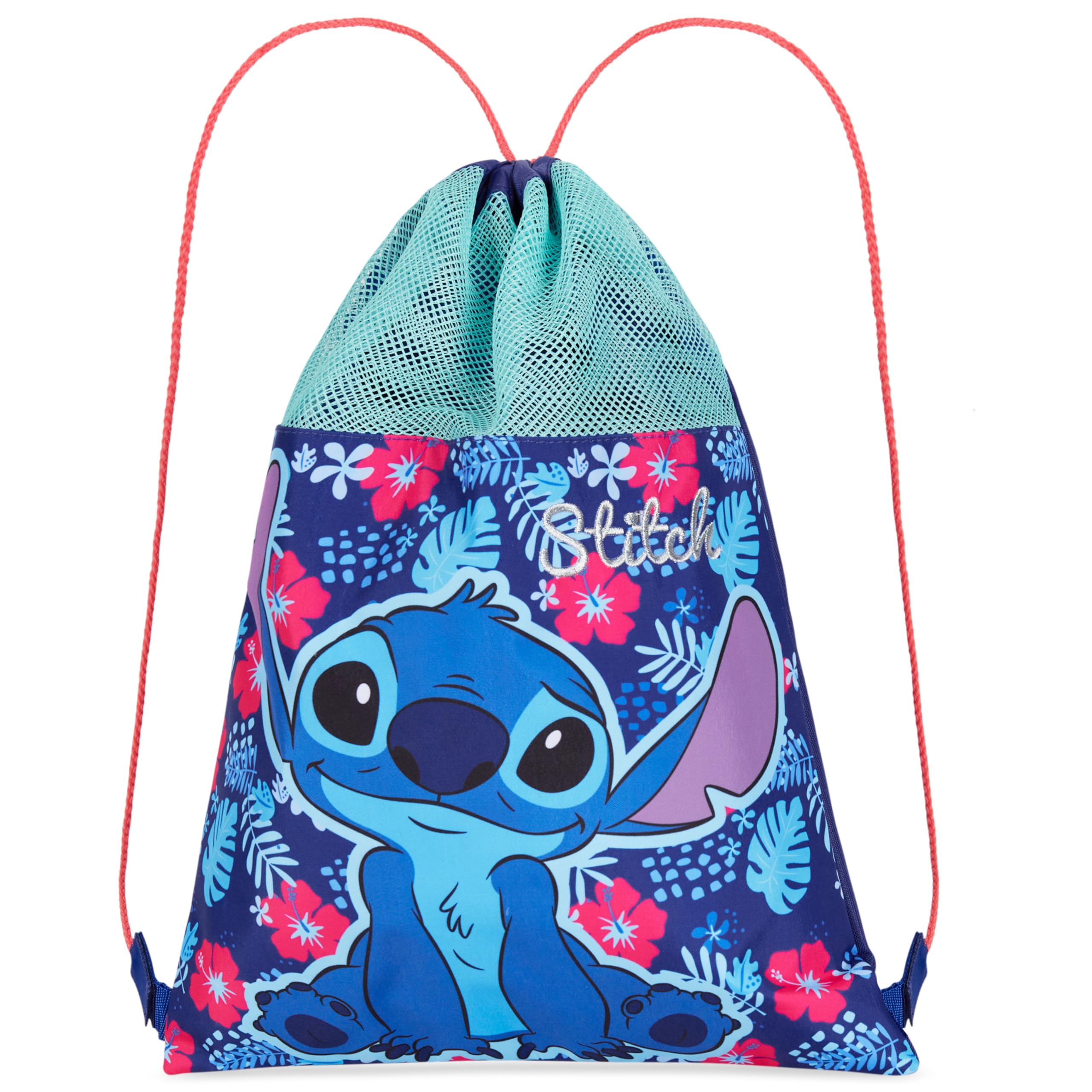 Disney Stitch Drawstring Bags for Kids Spiderman Swimming Bag String Backpack for School PE Kit Travel Beach Holiday Sports Gym (Blue Stitch)