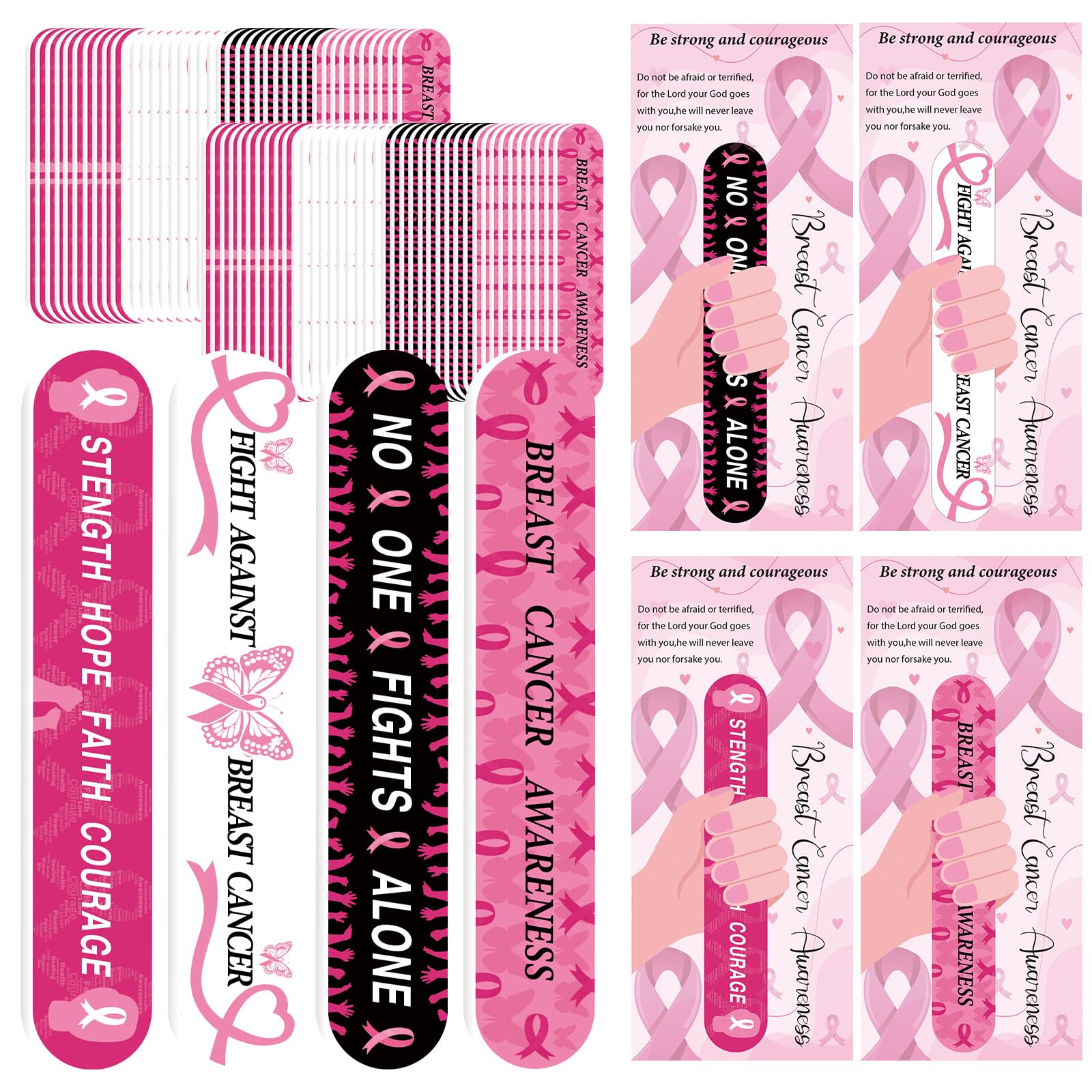 Photo 1 of 100 Sets 4.72" Breast Cancer Awareness Gift Nail File with Pink Ribbon Design Breast Cancer Awareness Nail Files Bulk Manicure Tools for Women Party Gift Accessories (100PC)