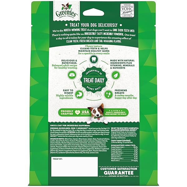 GREENIES VETERINARIAN-RECOMMENDED ADULT NATURAL DENTAL DOG TREATS TEENIE SIZE, DOG DENTAL CHEWS, ORIGINAL FLAVOR, 12 OZ. PACK, 43 COUNT