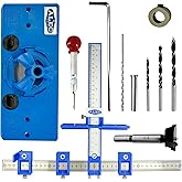Cabinet Installation Tool Complete Set – Adjustable Hardware Template for Handles, Knobs, Drawer Pulls – Handle Jig, Concealed Hinge Jig, Automatic Center Punch, Drill Bits, Storage Bag