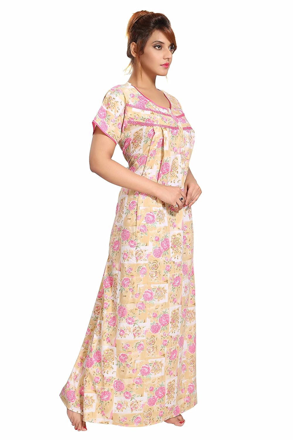 soulemo women's cotton nighty (234, pink, large)