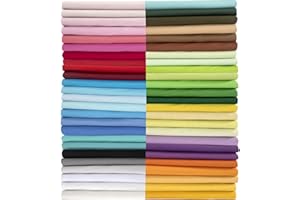 Aubliss 50pcs 100% Cotton Fabric Bundle 10" x 10" PreCut Fat Squares Sheets Printed Floral Sewing Supplies for Patchwork Sewing DIY Crafting Quilting Fabric (50PCS 10"x10", Solid)