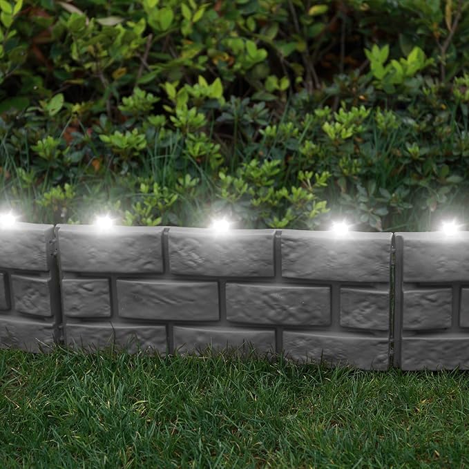 Parkland® Instant Brick Effect Border Lawn Edging with LED Solar Lights