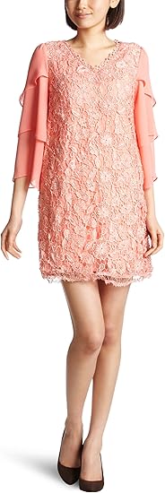 ランゲージ Language ケミカルフラワーレースワンピース 222 3281 ピンク 38 ワンピース チュニック 通販 Amazon