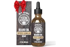 Viking Revolution Beard Oil for Men - Natural Mens Beard Oil with Argan Oil and Jojoba Oil - Beard Softener,Strengthens and Moisturizes - Beard Conditioner for Men (Spiced Vanilla, 1 Pack)