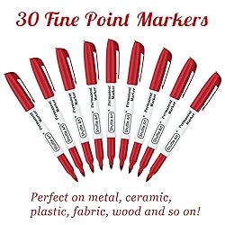 Shuttle Art Permanent Markers, 30 Pack Red