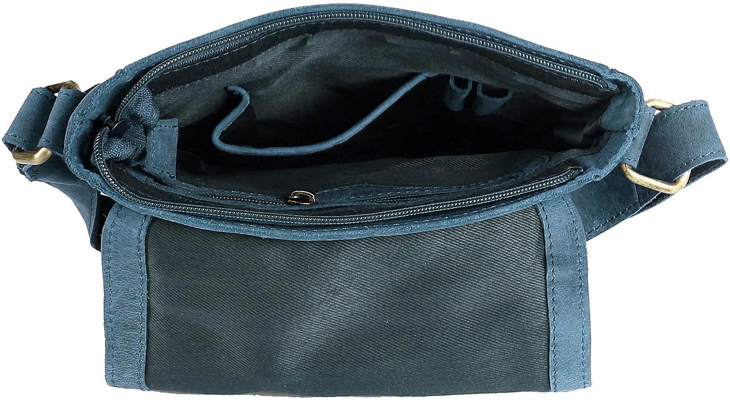 J. Wilson London 100% Pure Genuine Real Vintage Hunter Leather Handmade Mens Leather Flapover Everyday Cross-Body Shoulder Work Messenger Bag (Distressed Blue) - Image 5