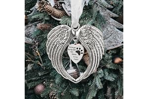 TRESNAF Pet Memorial Gifts with Angel Wings for Pet Passing Away Lost Dog Sympathy Gift Decorative Ornaments for Christmas Tree with Silk Ribbon & Red Gift Box