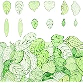 Nogeqi 120 Pcs Leaf Beads Acrylic Green Plant Beads Maple Leaves Leaf Charms for Jewelry Making, Transparent Leaves Bead Caps for Jewelry Making DIY Spring Crafts Earring Bracelet