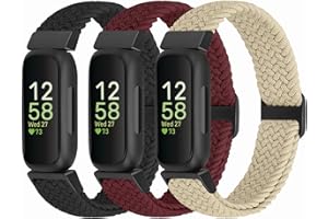 WolliLe Braided Watch Bands Compatible with Fitbit Inspire 3/Inspire 2/Inspire/Inspire HR/Fitbit ace 3/Ace 2, Soft Adjustable Nylon Loop Elastic Strap Sport Replacement Wristbands for Women Men