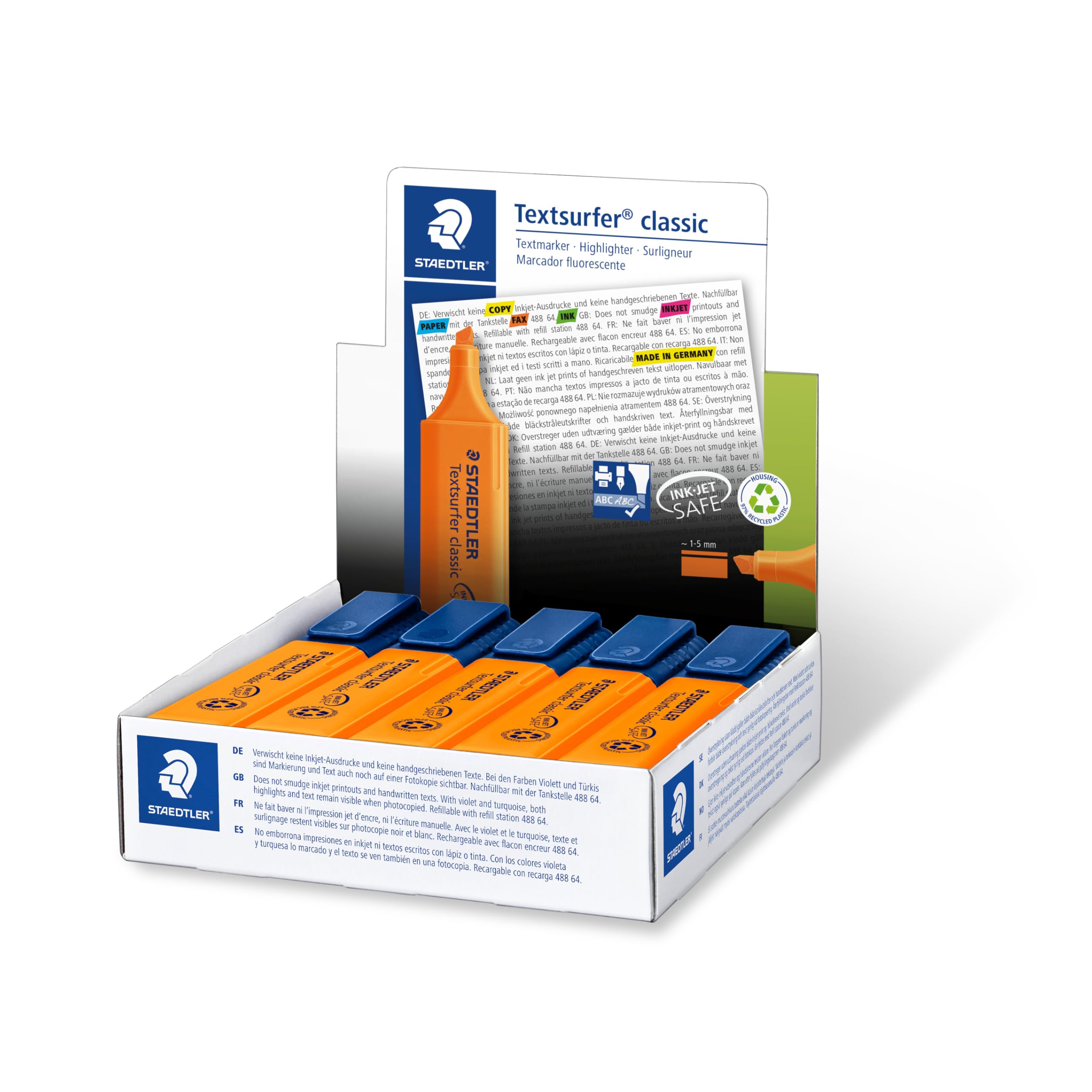 STAEDTLER 364-4 Textsurfer Classic Highlighter - Orange (Box of 10)