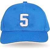 Shxinet David Montgomery 5# Blue Embroidered Baseball Cap Flat Brim Hat with Stitching for Sports Outdoor - Unisex