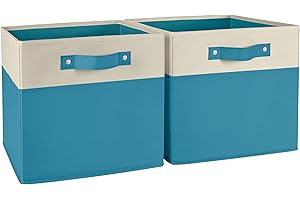 RiverRidge Kids storage bins - 10.5 Cube Storage Organizer with Handles - Turquoise Two-Tone closet organizers and storage for Toys, Shoes & More – Fits Cabinets
