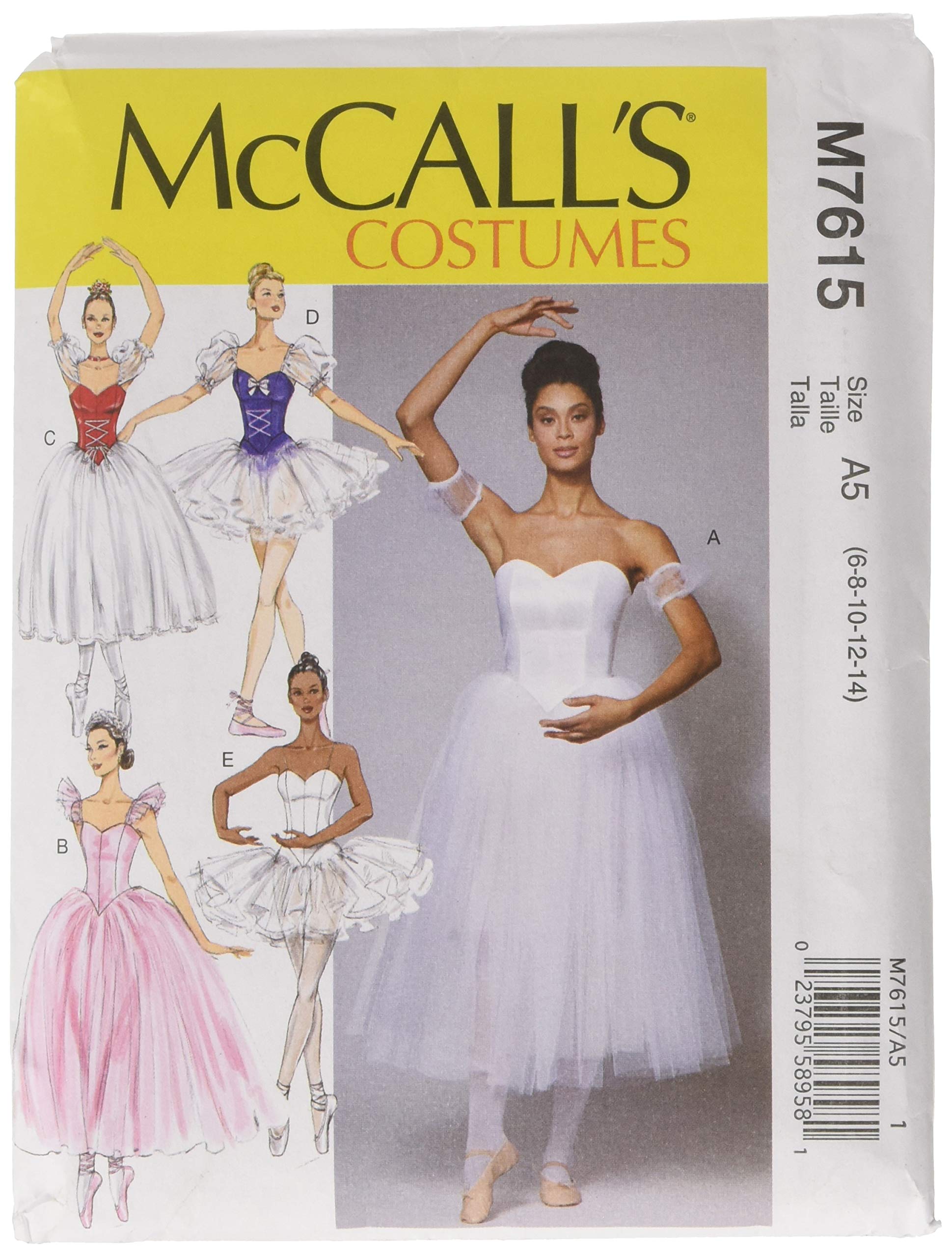 McCall's Patterns 7615 A5,Misses Ballet Costumes,Sizes 6-14, Tissue, Multi/Colour, 17 x 0.5 x 0.07 cm