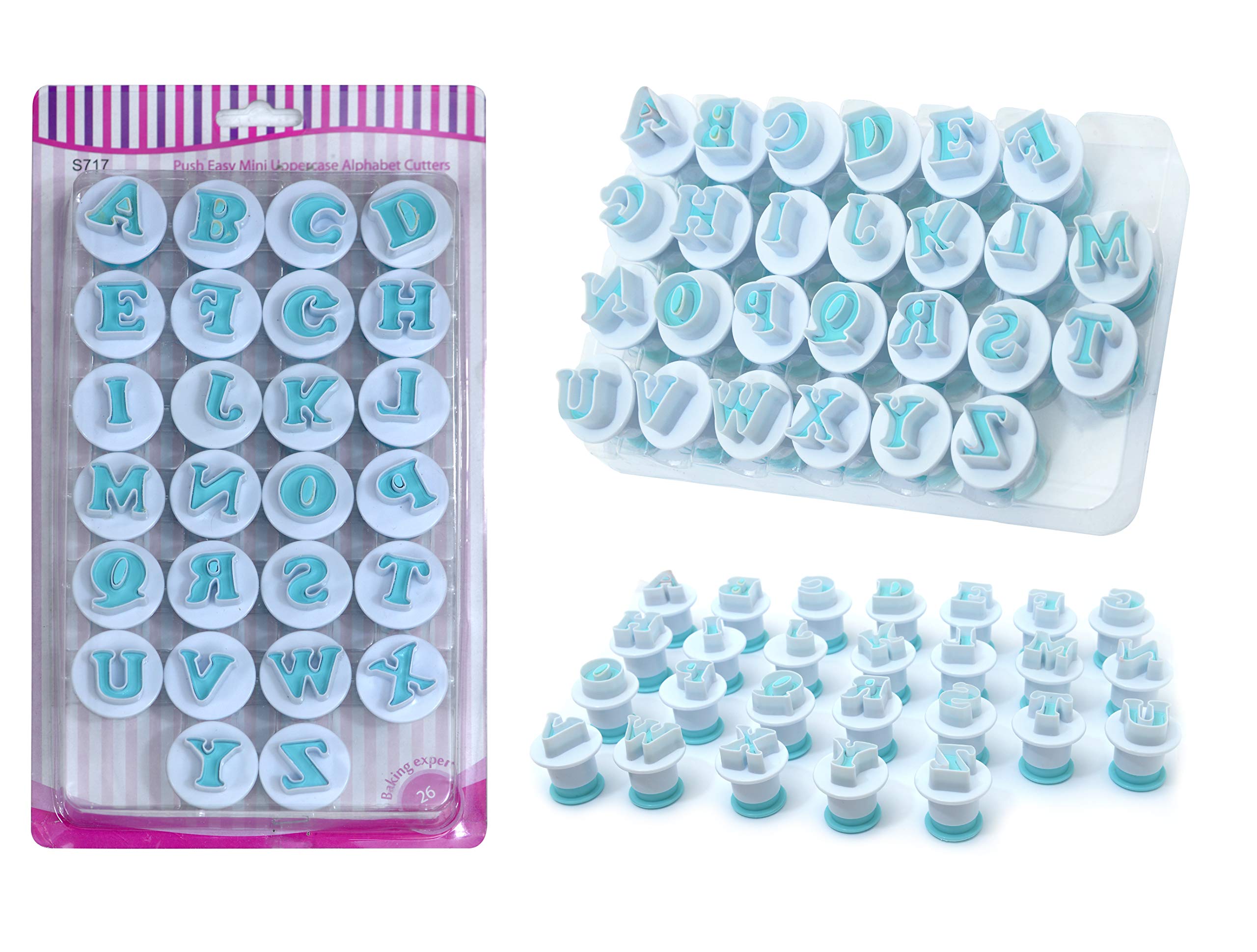 Mesmeriser Cookie Cutter Pack of 26 in Capital Letters – Fondant Icing Alphabet Cookie Stamps and Letter Cutters for Cake Decorating