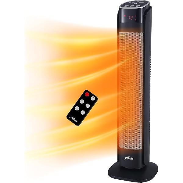 Amazon.com: Hunter 750W Wall Mount Space Heater with Remote Control-12 Hour  Timer, Two Heat Settings, Digital Display, Adjustable Thermostat, White :  Home u0026 Kitchen