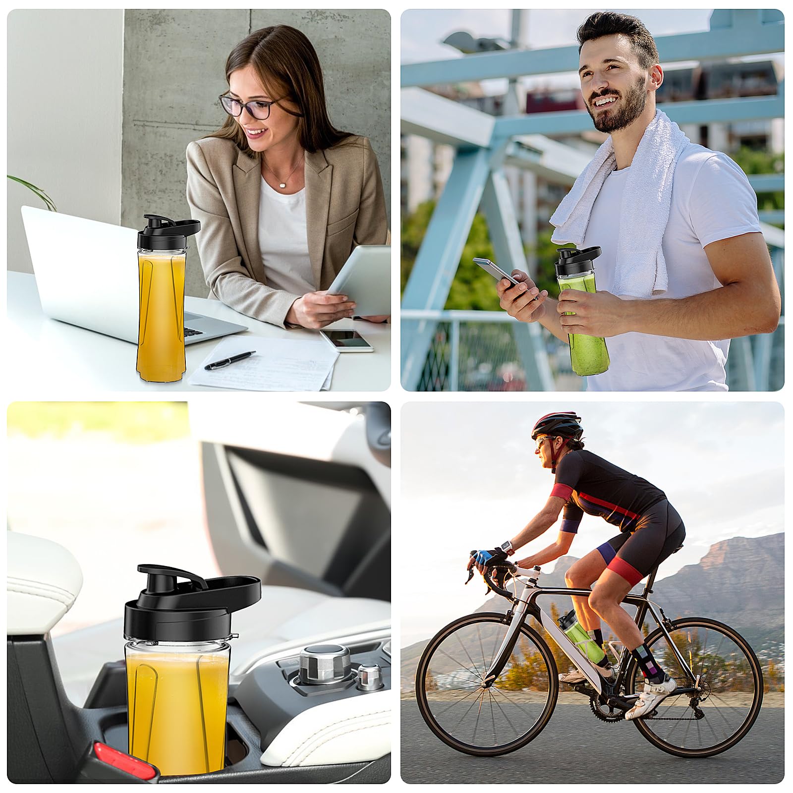 Mixer, 500W Mini Standmixer & Smoothie Maker mit 2x600ml Flaschen BPA frei Tritan, Tragbarer Mixer Smoothie Maker aus Edelstahl 4-Blatt für Shake, Smoothie, Silber 8