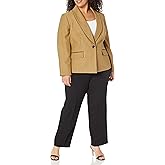 Le Suit Women's Plus Size 1 Button Notch Collar Zip Pocket