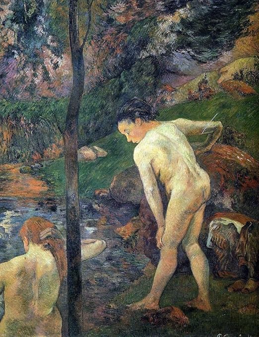 two girls bathing