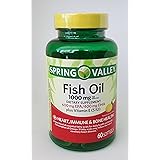 Spring Valley Fish Oil 1000mg Dietary Supplement 600mg EPA/400mg DHA Plus Vitamin E (5 IU), Heart, Immune and Bone Health, 60