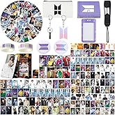 Army Fans Gifts Set Merch, Including 55 Postcards, 93 Stickers, 2 Keychain, 2 Pin Badge, 2 Paper Tape,Photocards Binder, ID Badge Holder, Lanyard and Coin Pouch