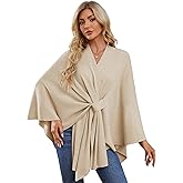PULI Women's Elegant Shawl Wraps Soft Open Front Poncho Sweater for Spring Fall Winter